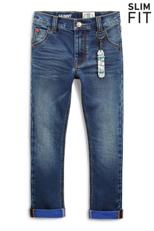 Jersey Look Denim Skinny Jeans With Keyring (3-16yrs)